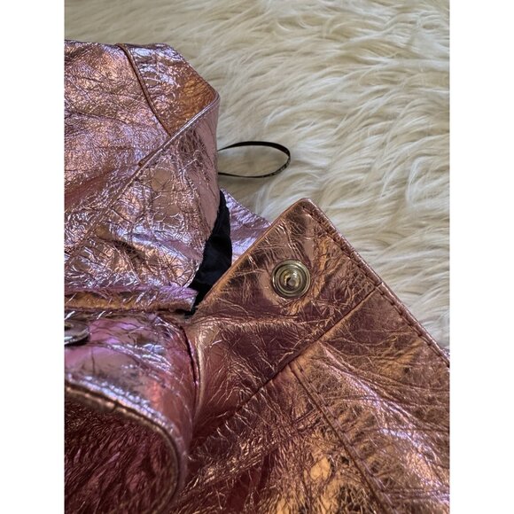 Versace x Dua Lipa New Rock Millennium Laminated Leather Mini Dress Pink 44 - Picture 6 of 14